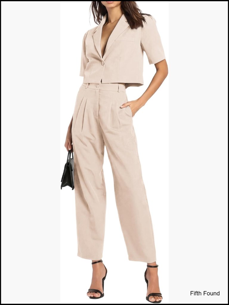 Women's 2 Piece Blazer & Wide Leg Pants Set Business Office